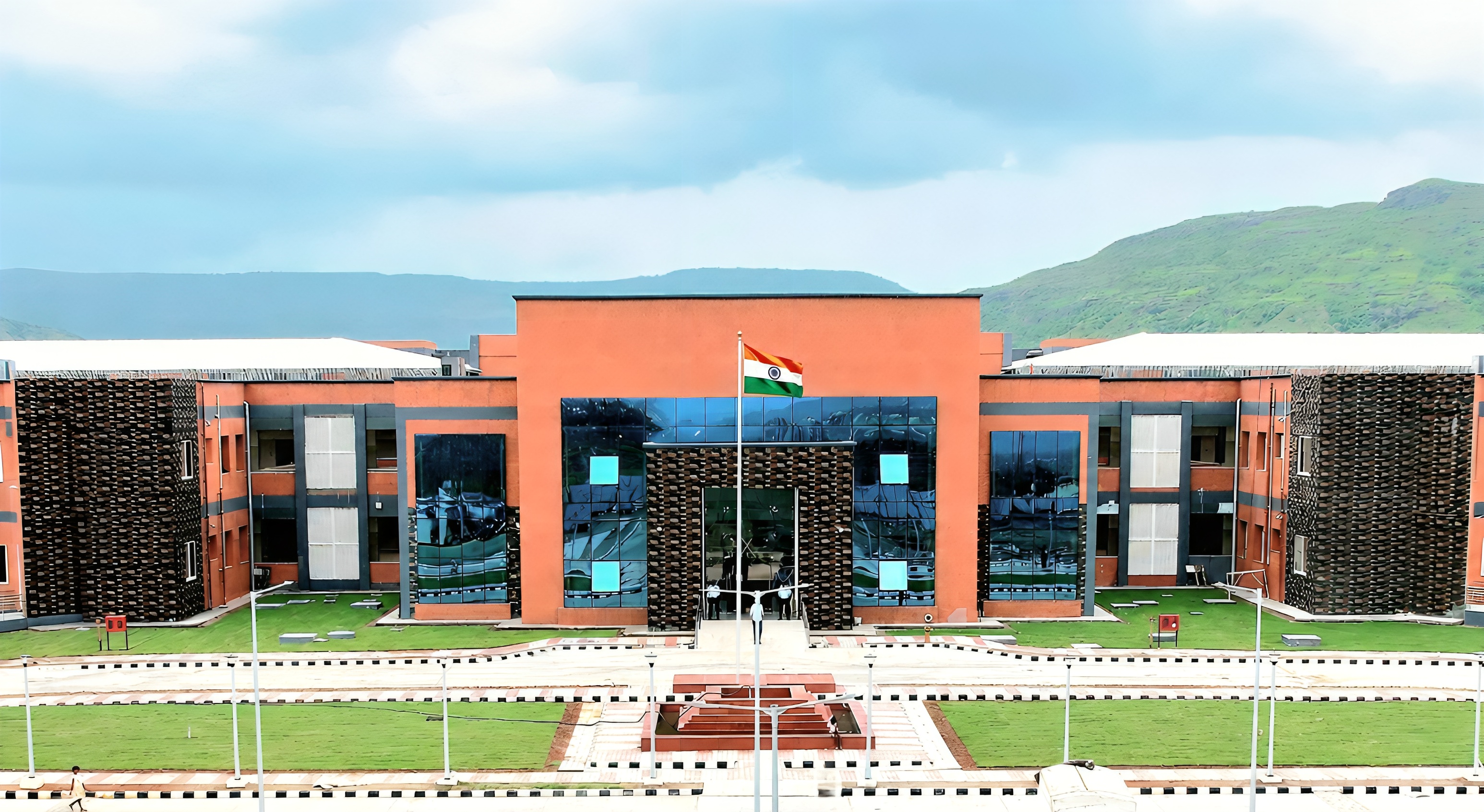 Aerial view of the IIIT Pune campus at golden hour